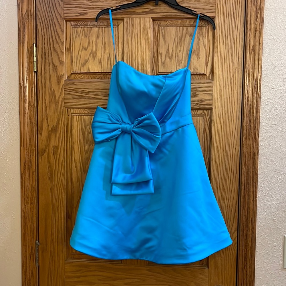 AshleyLauren Turquoise bow dress
